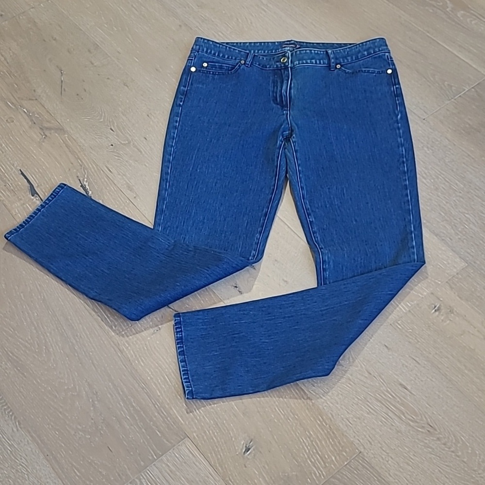 EUC J. McLaughlin Jeans Women's sz 12 Slim Straight Leg Mid Rise Denim Jeans